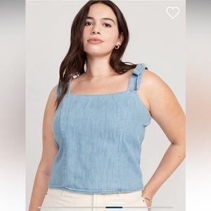 Tie Shoulder Cropped Jean Corset Cami